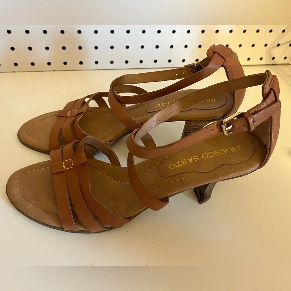 Franco Sarto Brown Strappy Kitten Heels